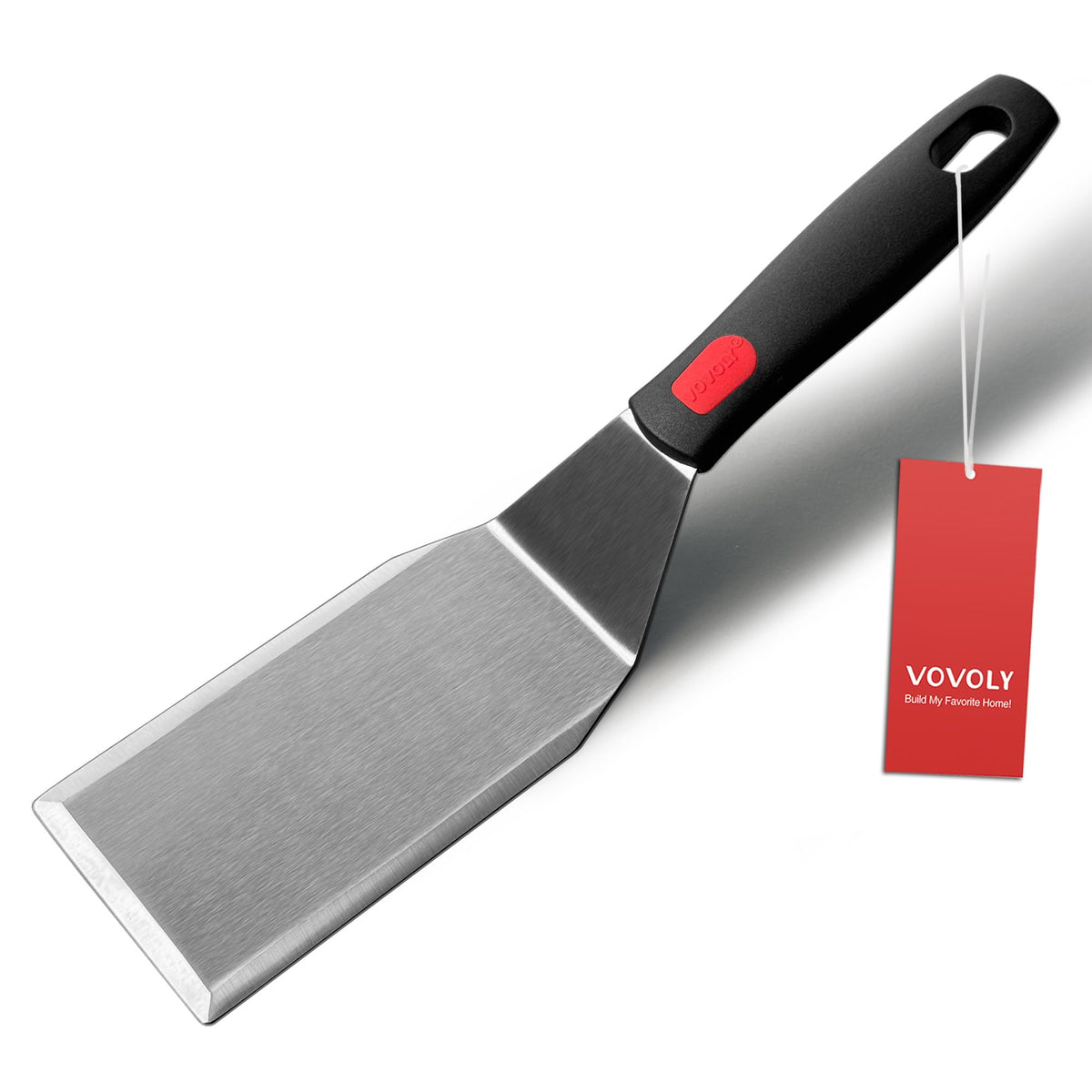 Professional Metal Spatula for Cast Iron Skillets and Flat Top Grills, Full Tang Wooden Handle,1.8mm Thick Stainless Steel Blade, Smash Burger Spatula Turner for Flipper, Cooking, BBQ, 4.7 x 2.7 Inch