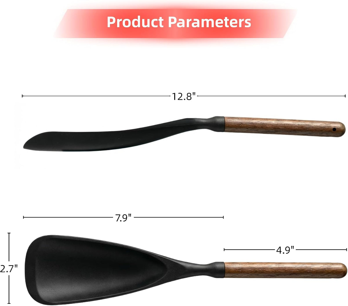 Silicone Cooking Spoon Spatula for Nonstick Cookware,Heat Resistant,12.4"