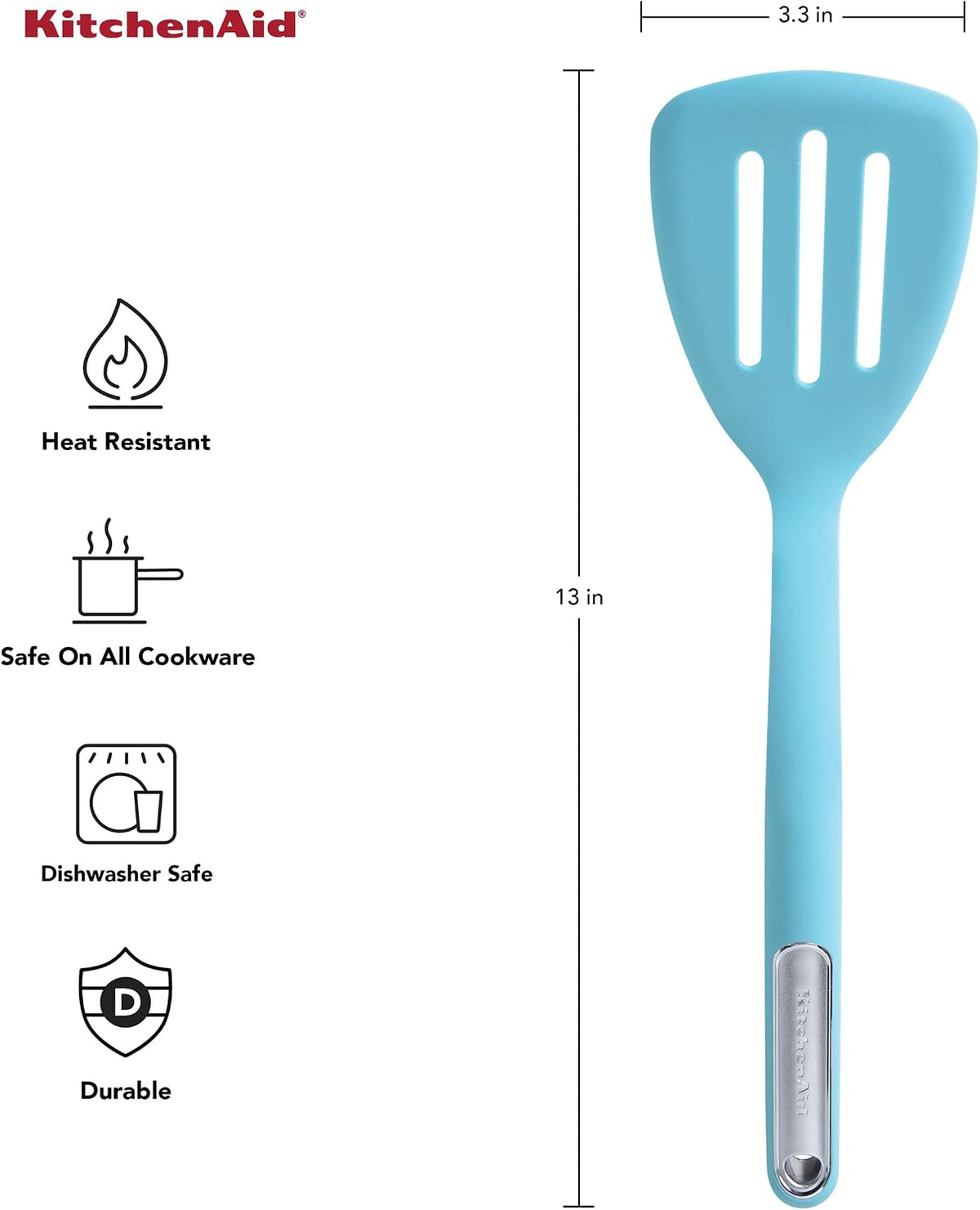 KitchenAid Silicone Slotted Turner, Aqua Sky