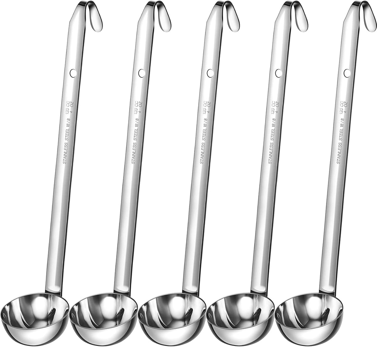 Cunhill 5 Pcs Soup Ladles Stainless Steel Serving Ladle Long Handle, 4 oz