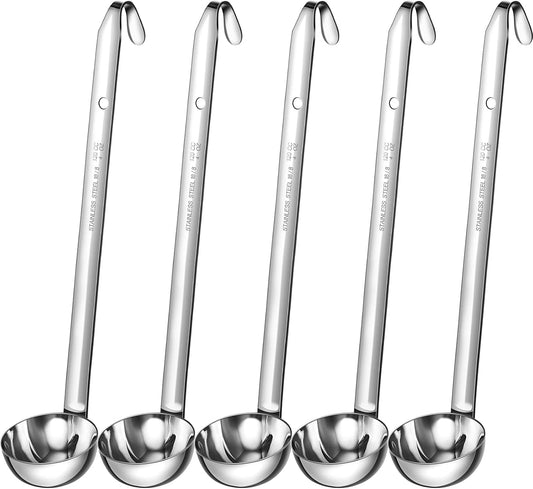 Cunhill 5 Pcs Soup Ladles Stainless Steel Serving Ladle Long Handle, 4 oz