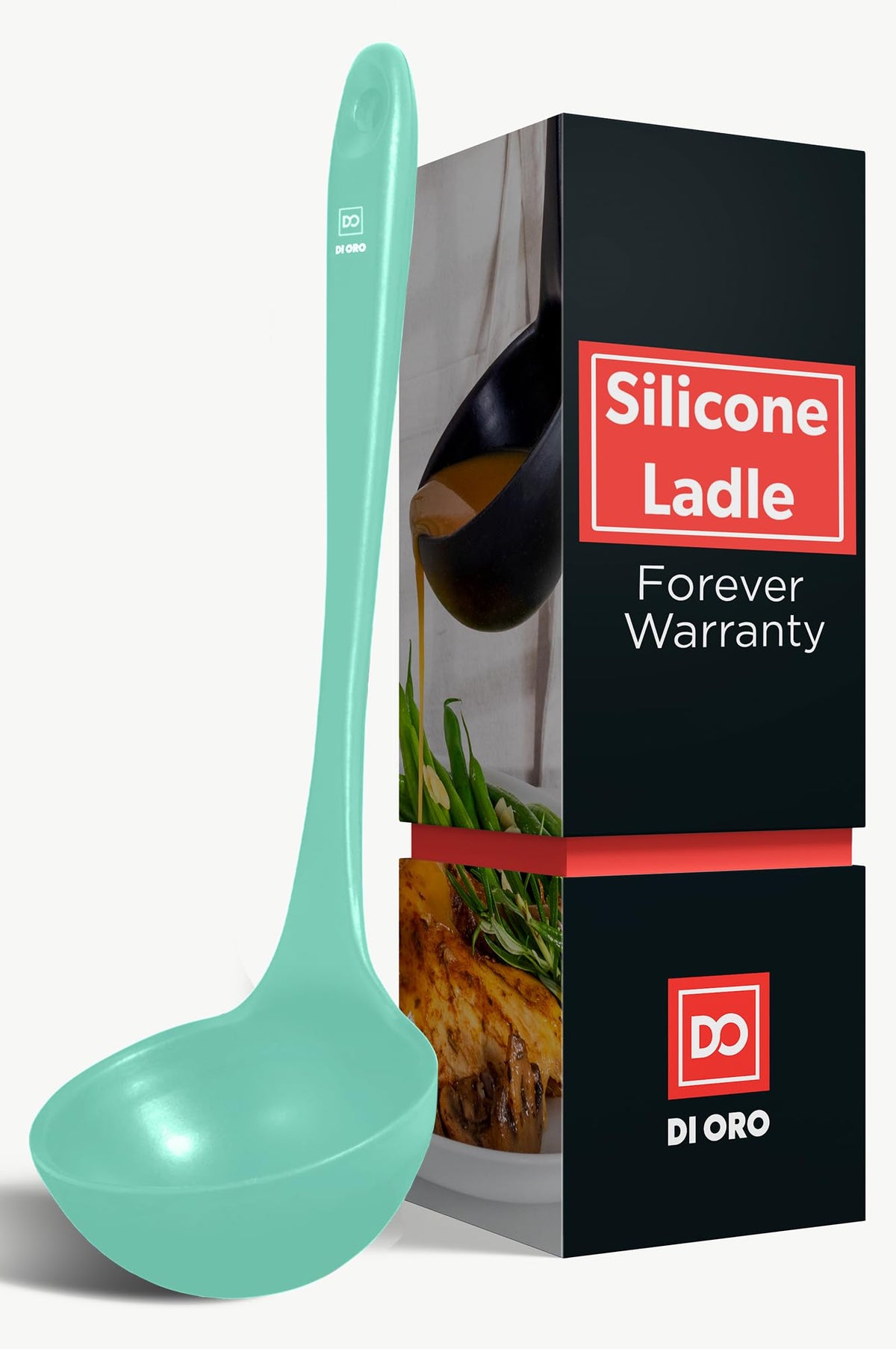 DI ORO Silicone Ladle - Soup & Serving, 600F Heat Resistant, Black