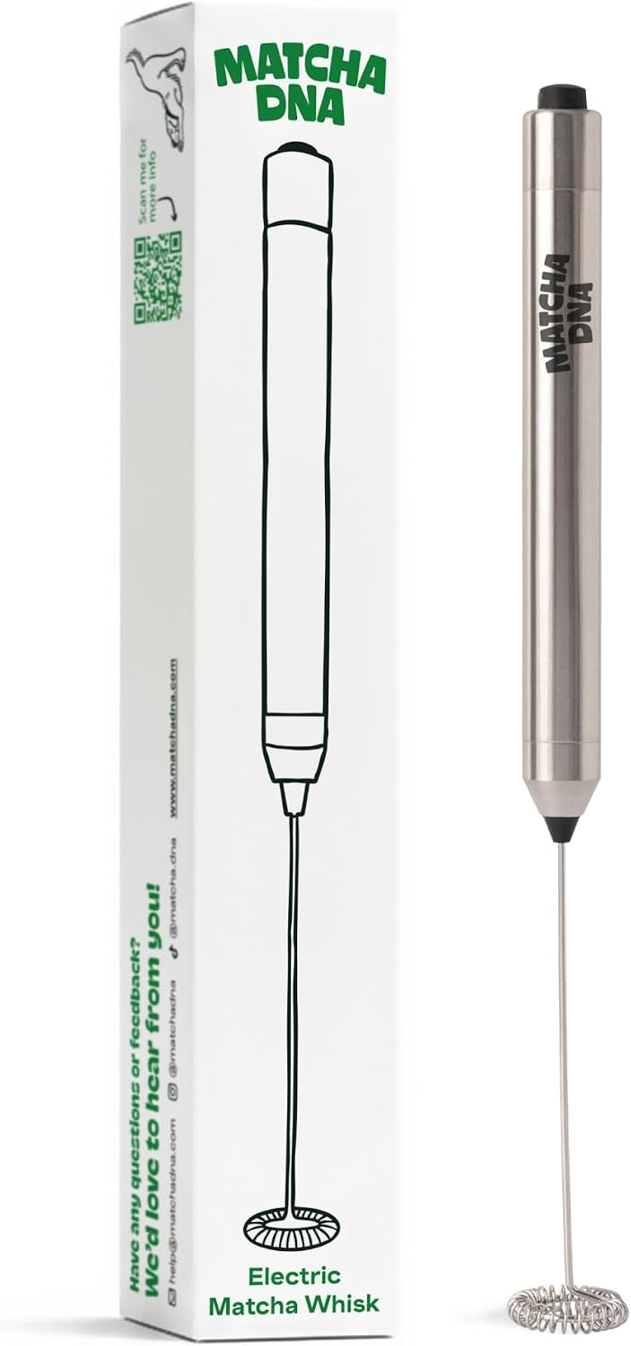 Matcha DNA Handheld Milk Frother Wand, Electric Stainless Steel Whisk Mixer