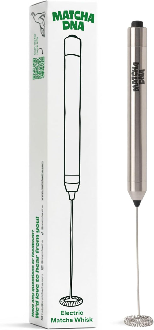 Matcha DNA Handheld Milk Frother Wand, Electric Stainless Steel Whisk Mixer