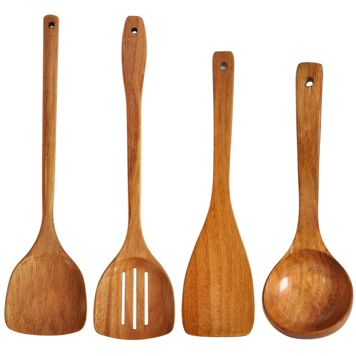 FJNATINH Wooden Ladle with Long Handle, Handmade Soup Ladle for Cooking Kitchen Cookware