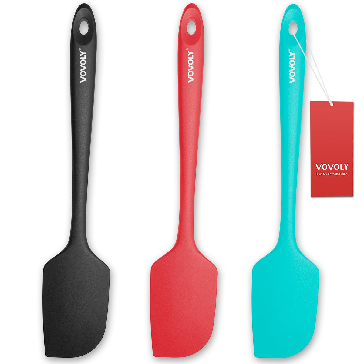 Silicone Spatula for Kitchen, 600°F Heat resistant Spatulas for Baking, Cooking, Scraping,and Mixing, Non Stick Kitchen Utensils, BPA Free, 11.2 IN, 3 Pack, Black