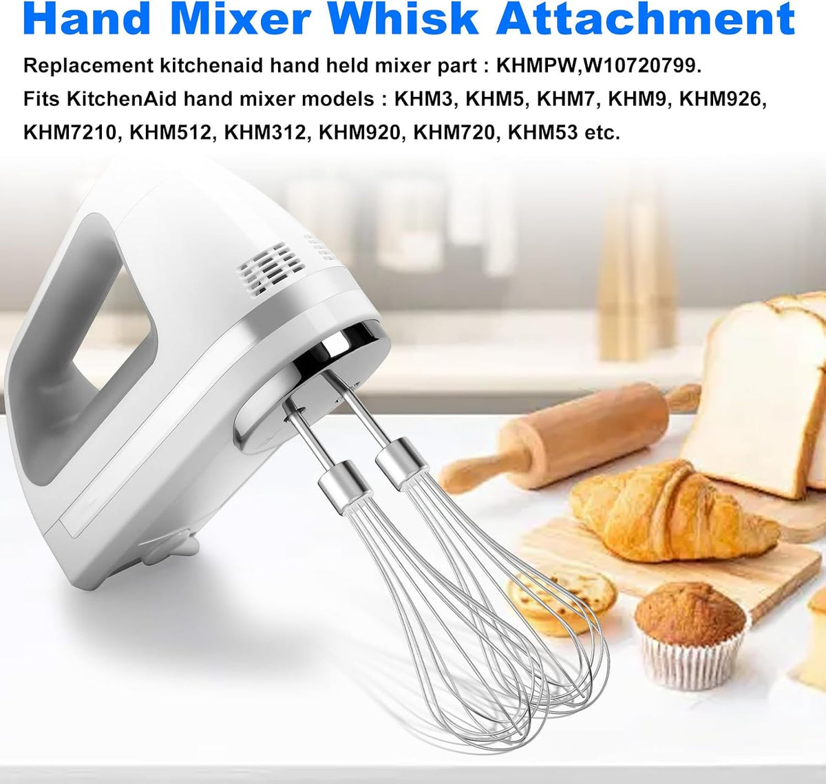 Kitchen Hand Mixer Whisk Attachments FOR KitchenAid Whisk KHMPW,KHM512BM