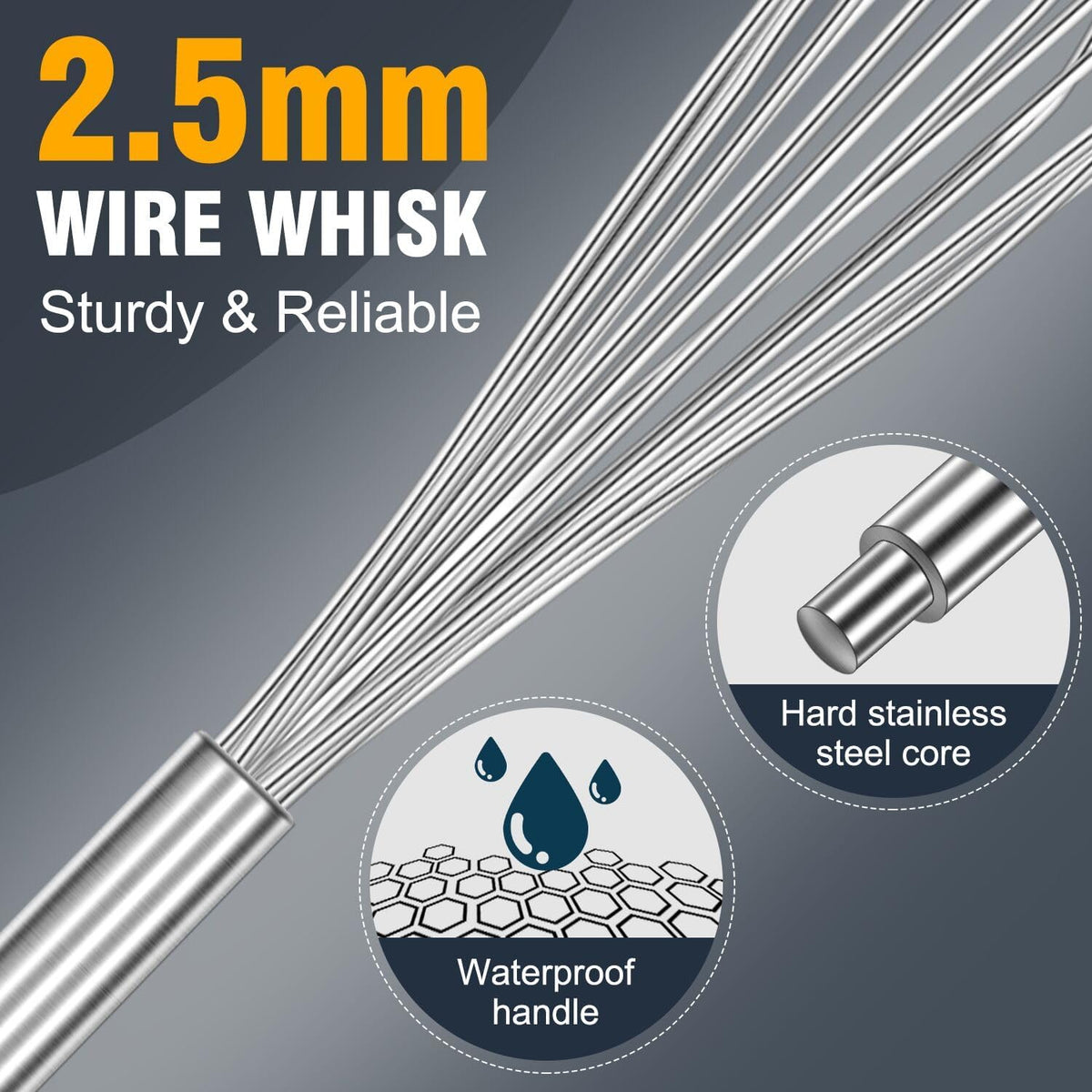 Eddeas 17in/43cm Extra Large Whisk,5Ib Heavy Duty Whisk, 2.4mm Wire Whisk Suitable for Mixing Thick batter and Large batch soup.Not suitable for individual small batch production(Silver)