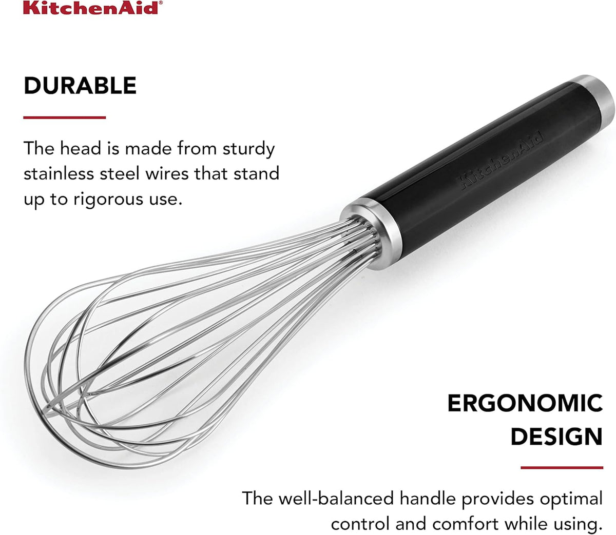 KitchenAid Classic Utility Whisk, 10.5 Inch, Black