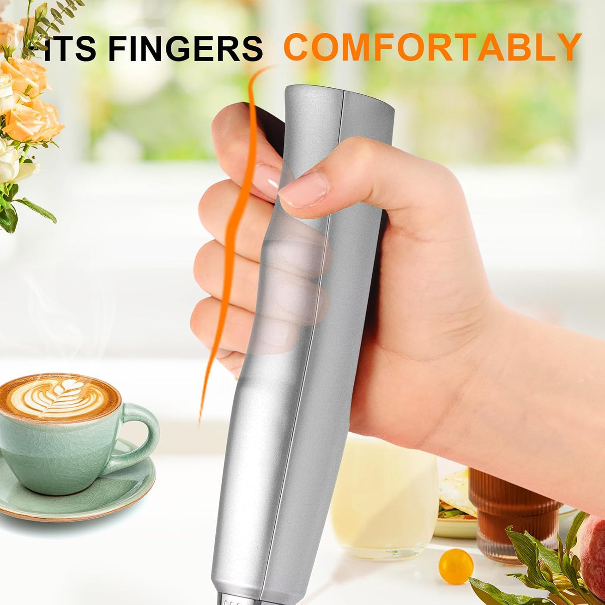 YUSWKO Handheld Milk Frother Wand for Coffee, Rechargeable Electric Whisk