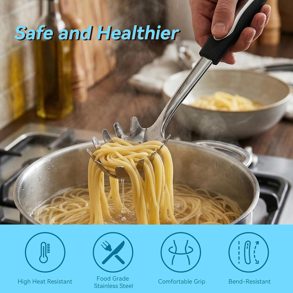 2 PCS Stainless Steel Soup Ladle and Spaghetti Spoon