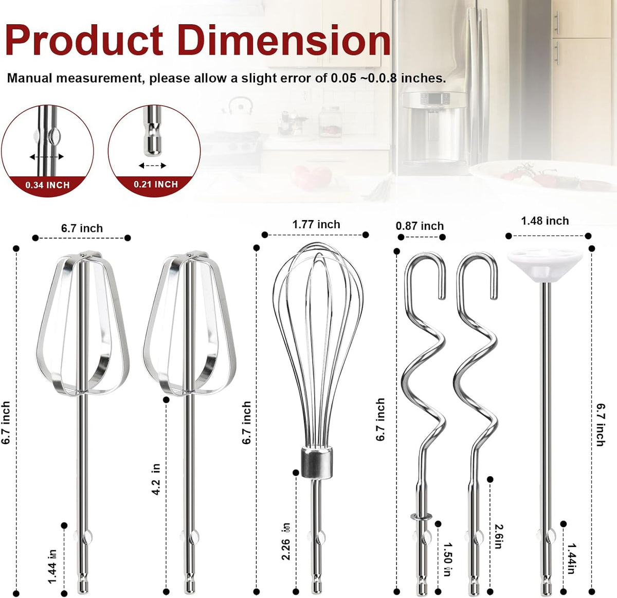 Mixer Accessories Beaters Whisk Fit for OVENTE HM151R Handheld Mixers