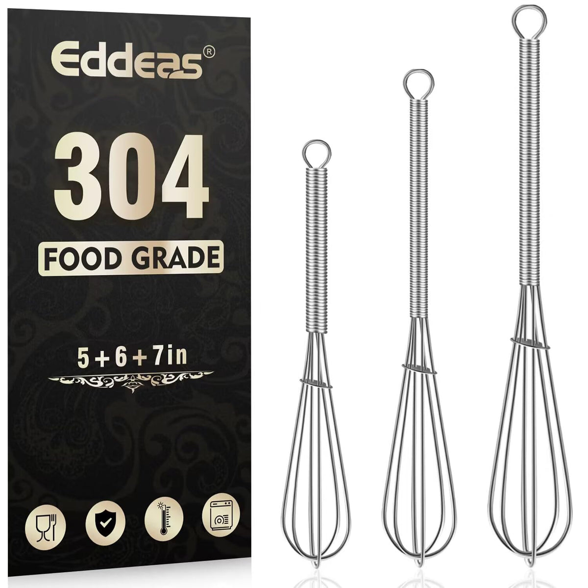 Eddeas 17in/43cm Extra Large Whisk,5Ib Heavy Duty Whisk, 2.4mm Wire Whisk Suitable for Mixing Thick batter and Large batch soup.Not suitable for individual small batch production(Silver)