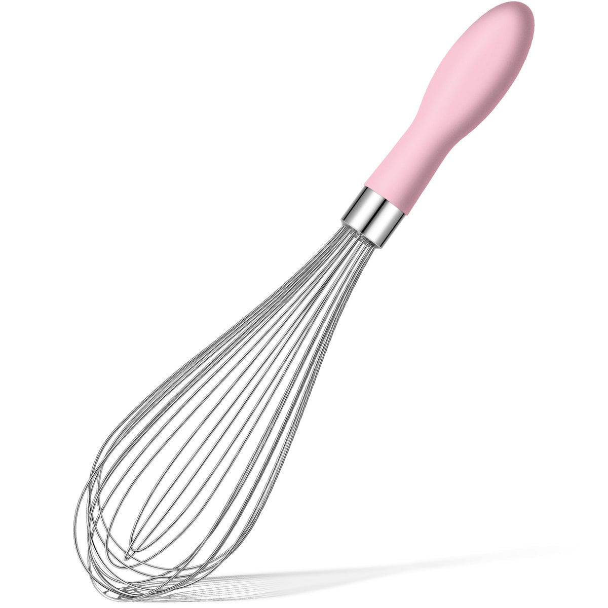 Rainspire 9" 10" 12" Wire Whisk Stainless Steel, Balloon Whisks for Cooking, Wisk Wisking Tool With Soft Silicone Handle, Thick Durable Whisker for Blending, Beating, Whisking, Stirring, Pink