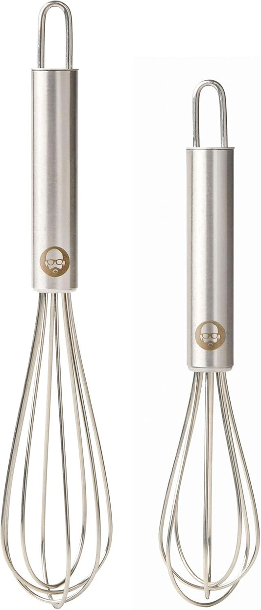 Babish 2-Piece Tiny Whisk Set – 5” & 7” Stainless Steel Mini Whisks for Mixing, Beating & Frothing – Durable Kitchen Utensils for Cooking & Baking