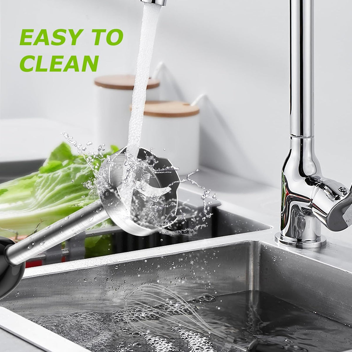 Bonsenkitchen 2-in-1 Immersion Handheld Blender with 20 Speeds & Turbo Mode
