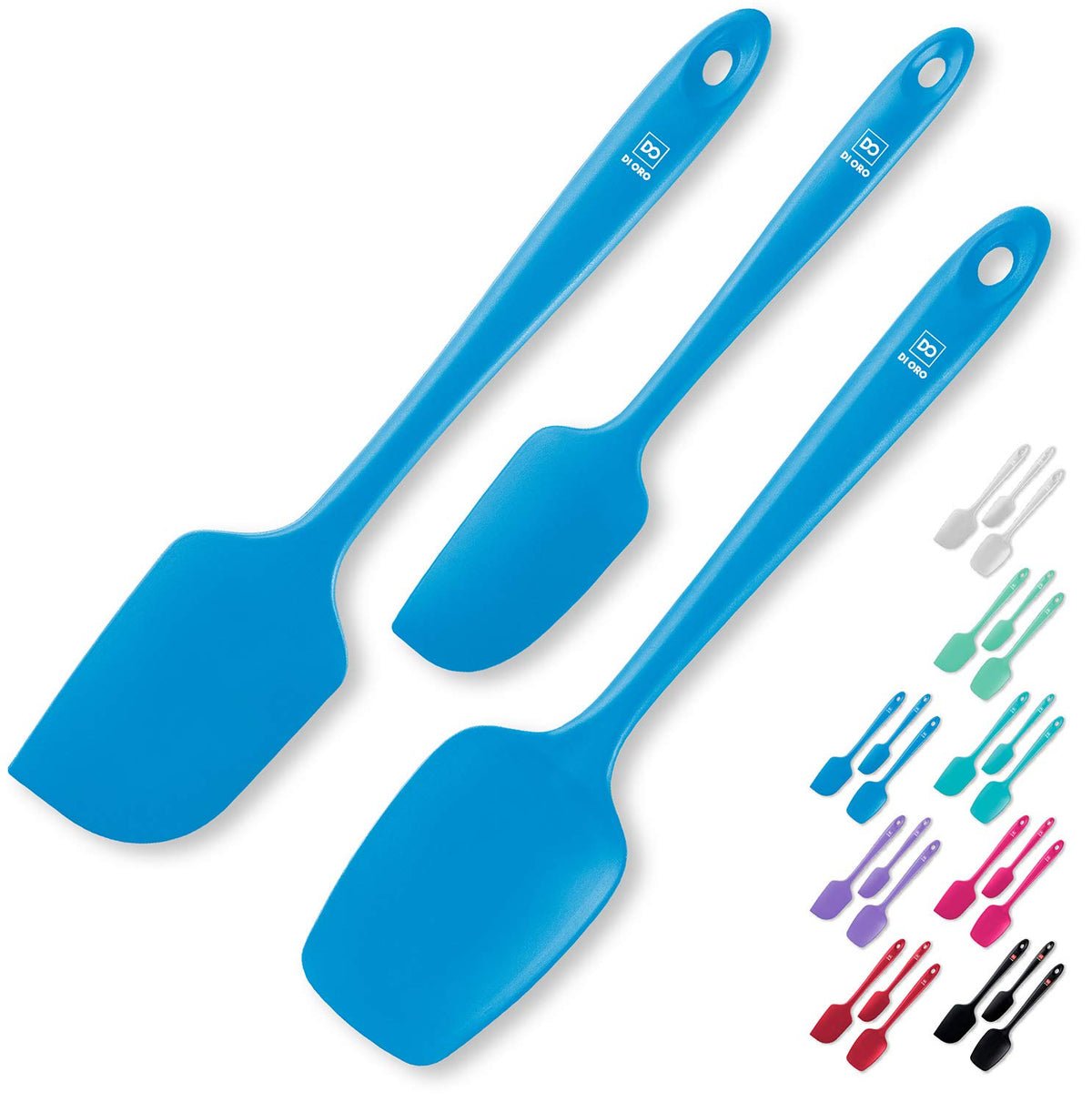 DI ORO Silicone Spatula Set - 600F Heat Resistant, 3-Pc Black