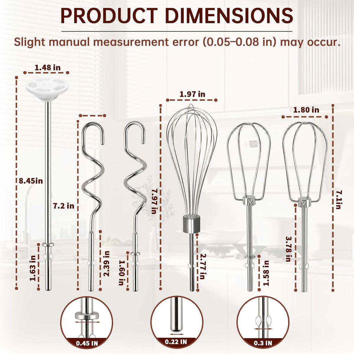 Hand Mixer Beater Attachments for KitchenAid Set of 6