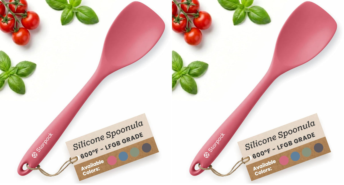 StarPack Silicone Spoonula The All-Rounder 11 Inch - LFGB Spoon Spatula, 600°F Heat Resistant, BPA-Free - One-Piece Seamless, Dishwasher Safe - for Nonstick Cookware, Sage Green