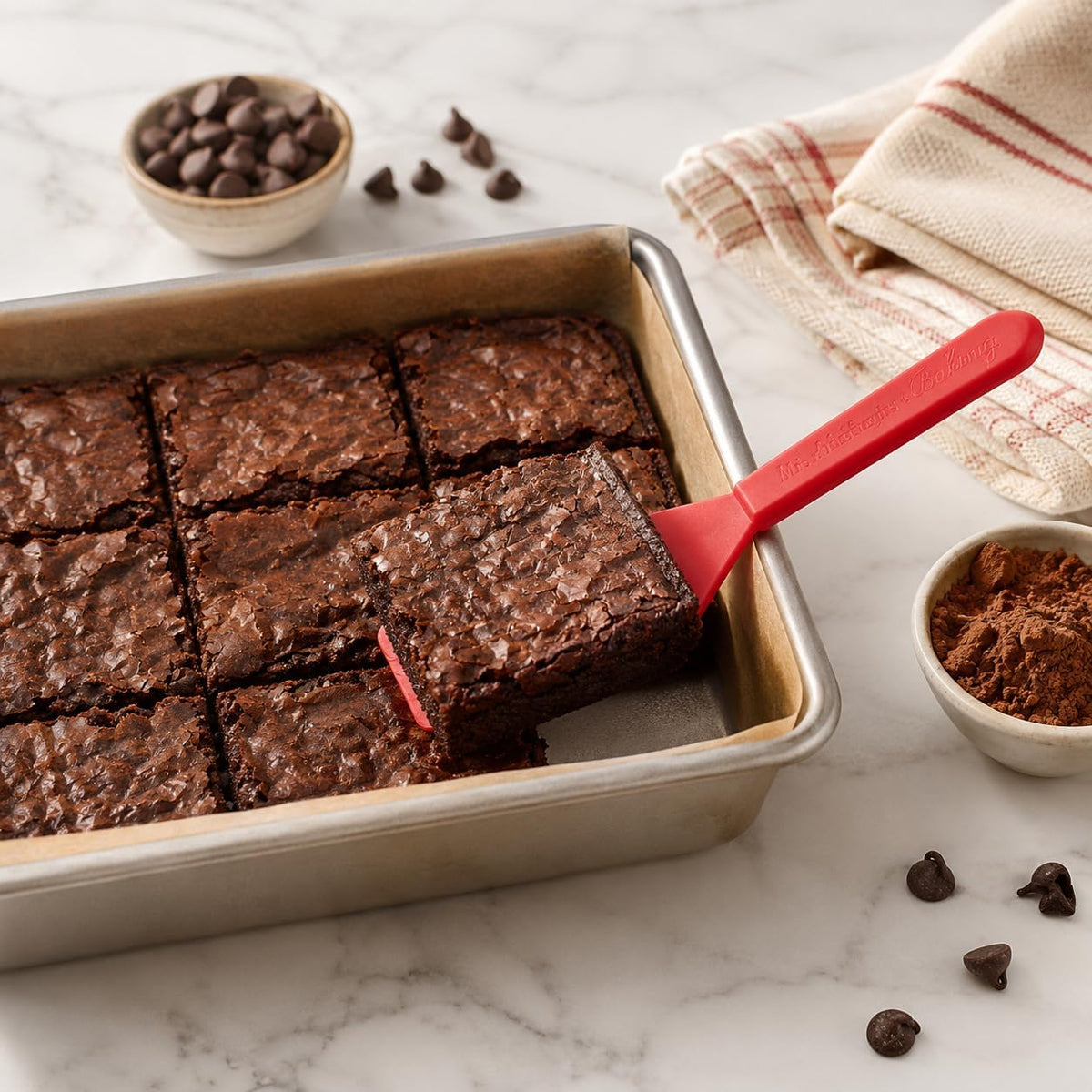 Mrs. Anderson’s Baking Mini Brownie Serving Spatula, 8-Inches x 1.5-Inches, Heat-Resistant Flexible Nonstick Silicone, Red