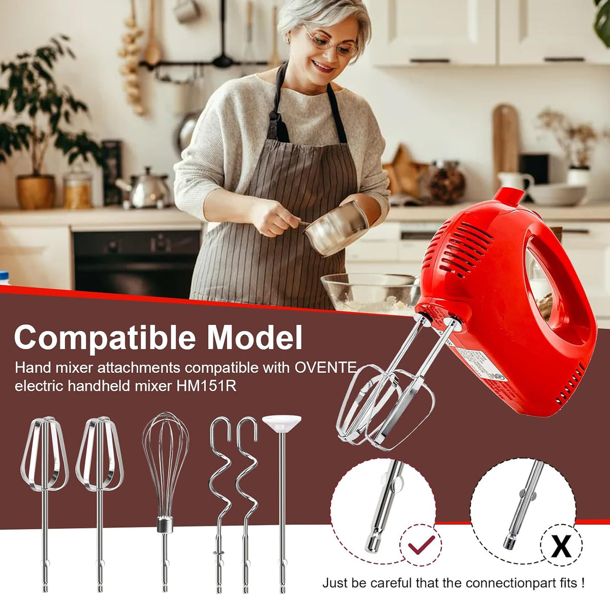 Mixer Accessories Beaters Whisk Fit for OVENTE HM151R Handheld Mixers