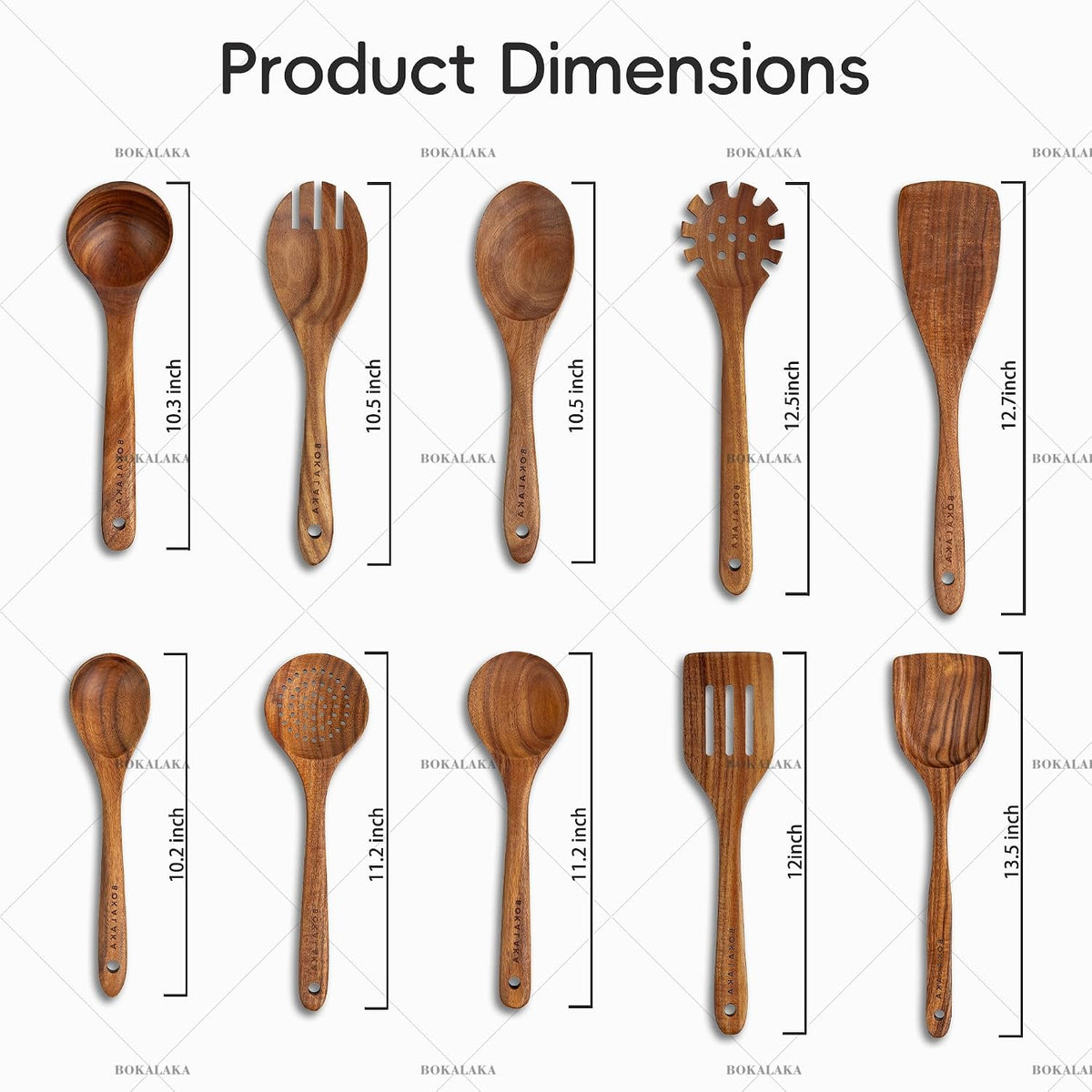 Wooden Spoons for Cooking,10 Pcs Natural Teak Wooden Kitchen Utensils Set Wooden Utensils for Cooking Wooden Cooking Utensils Wooden Spatulas for Cooking (10)