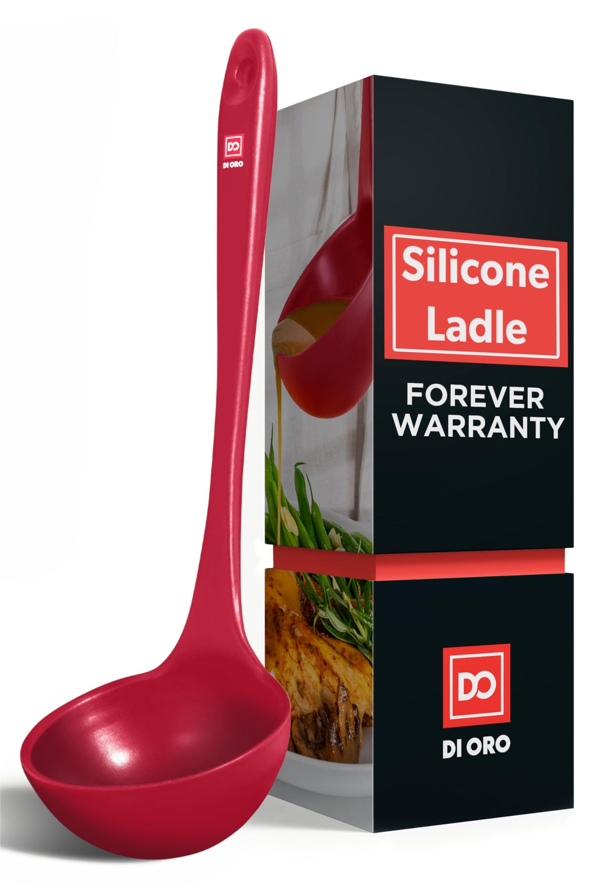 DI ORO Silicone Ladle - Soup & Serving, 600F Heat Resistant, Black