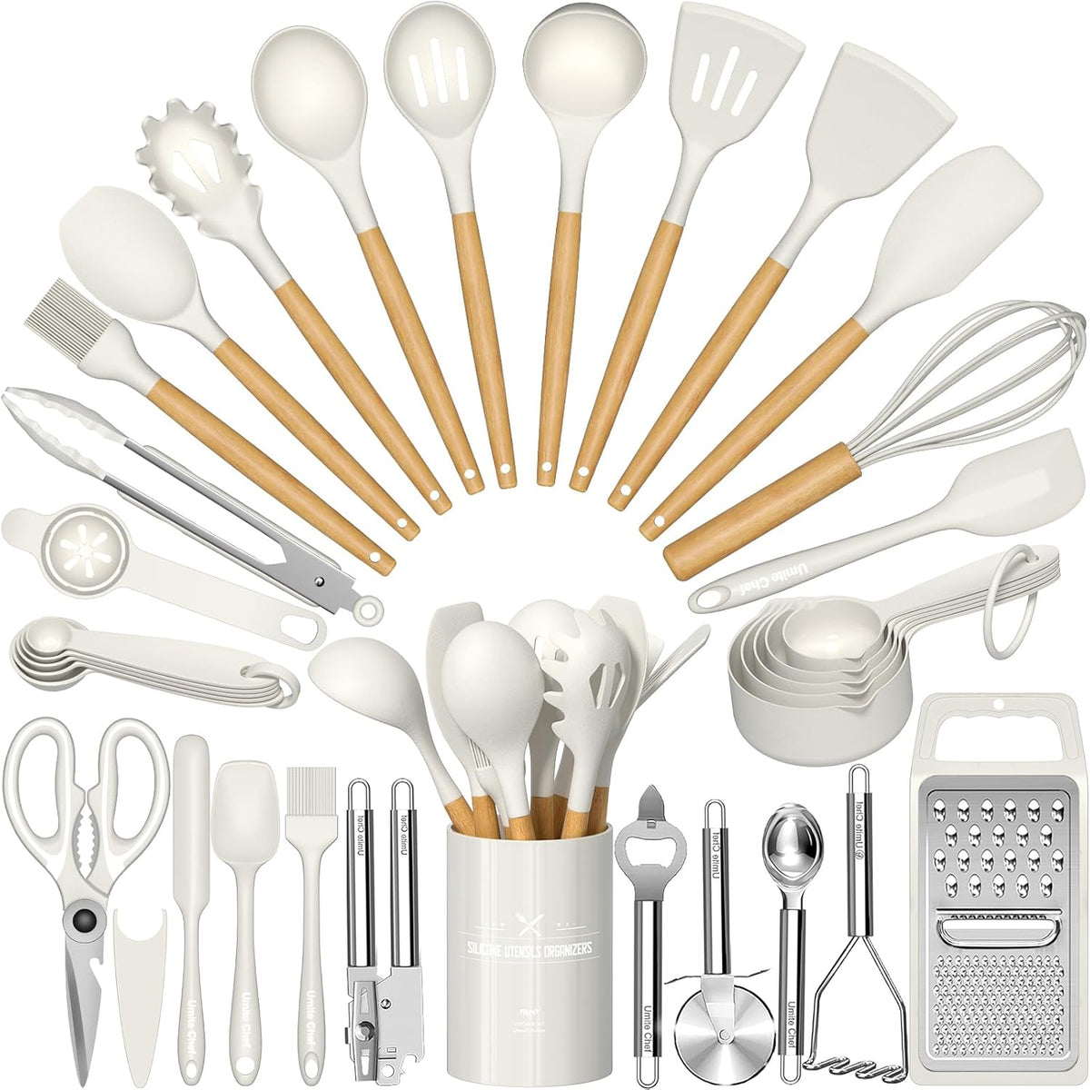 Umite Chef Food Grade Thickened Silicone (Stainless Steel Core) Kitchen Gadgets Tools Set - Kitchen Cooking Utensils Set, Heat Resistant Kitchen Spatula Tools Set