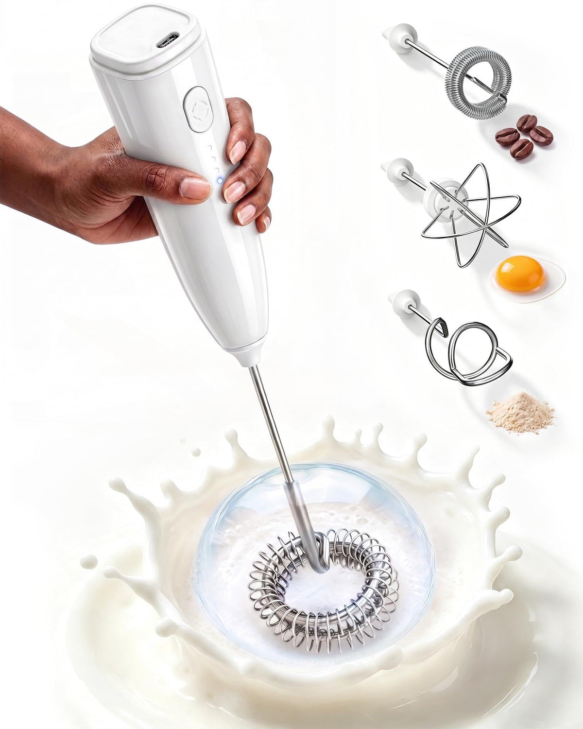 Milk Frother Handheld,Portable Electric Drink Mixer&Wand,Egg Whisk-Green