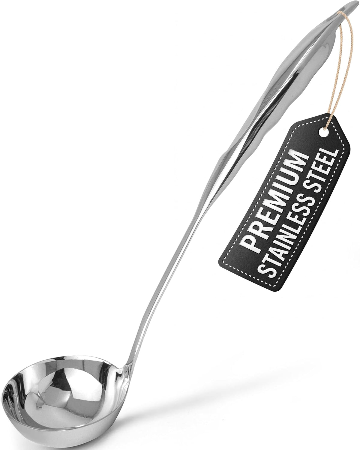 Zulay Kitchen Stainless Steel Soup Ladle - 13” Large Ladle for Soups, Stews & Sauces - Durable, Heat-Resistant, Rust-Proof & Dishwasher Safe Kitchen Utensil with Ergonomic Handle