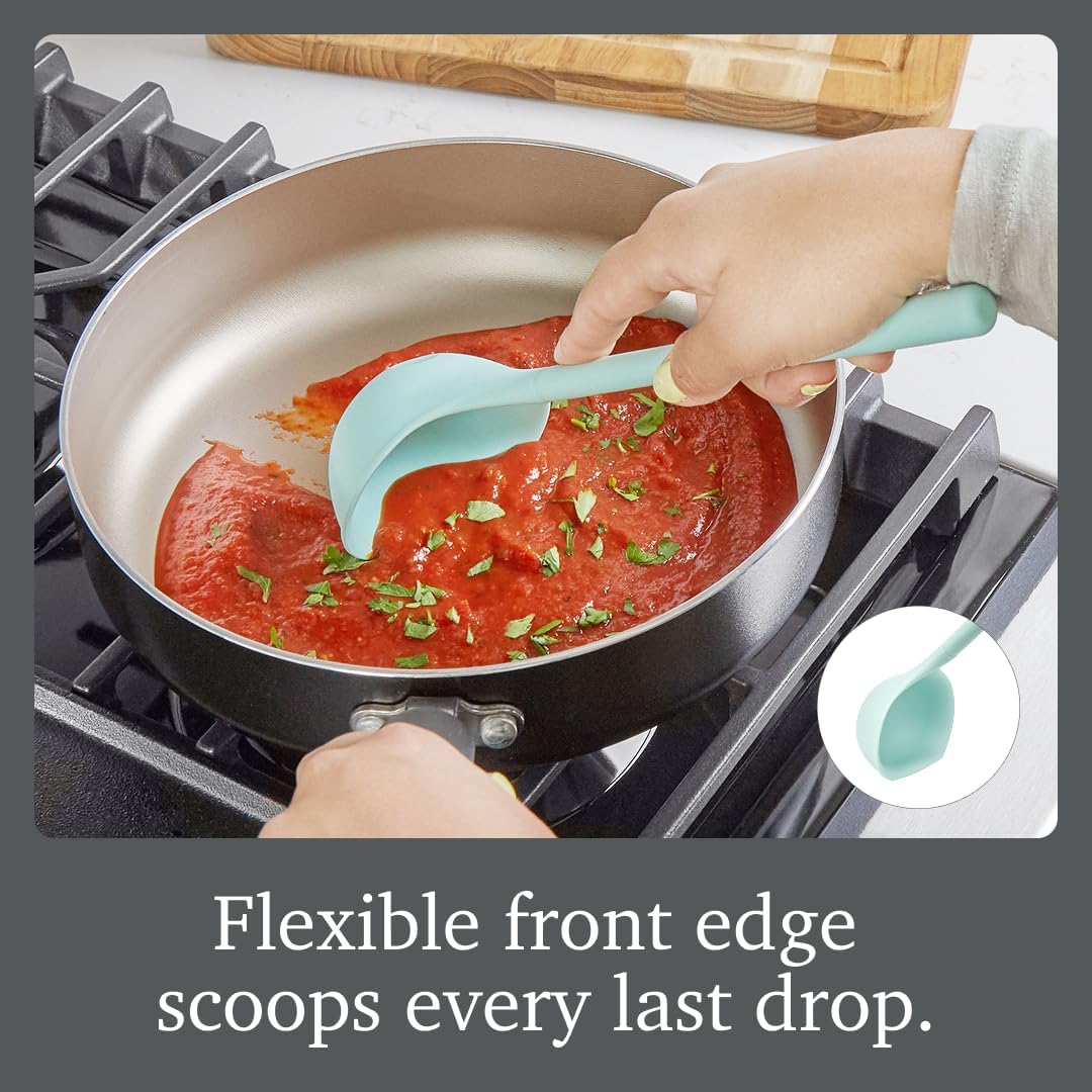 Tovolo Flex Core Small Silicone Ladle Aqua Seafoam Green Heat Safe Silicone Soup Ladle BPA Free, Dishwasher Safe Small Kitchen Ladle with Precision Pour Lip for Serving Sauces Soups Gravies