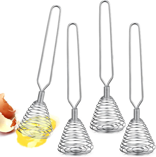 Chengu 4 Pcs Stainless Steel Spring Whisk, 8.46 Inch Hand Push Beater