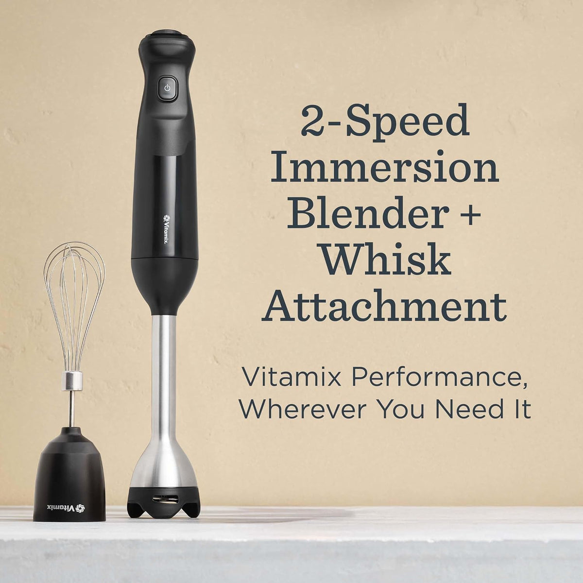 Vitamix 2-Speed Immersion Blender + Whisk Attachment, 350-Watt Motor, Black