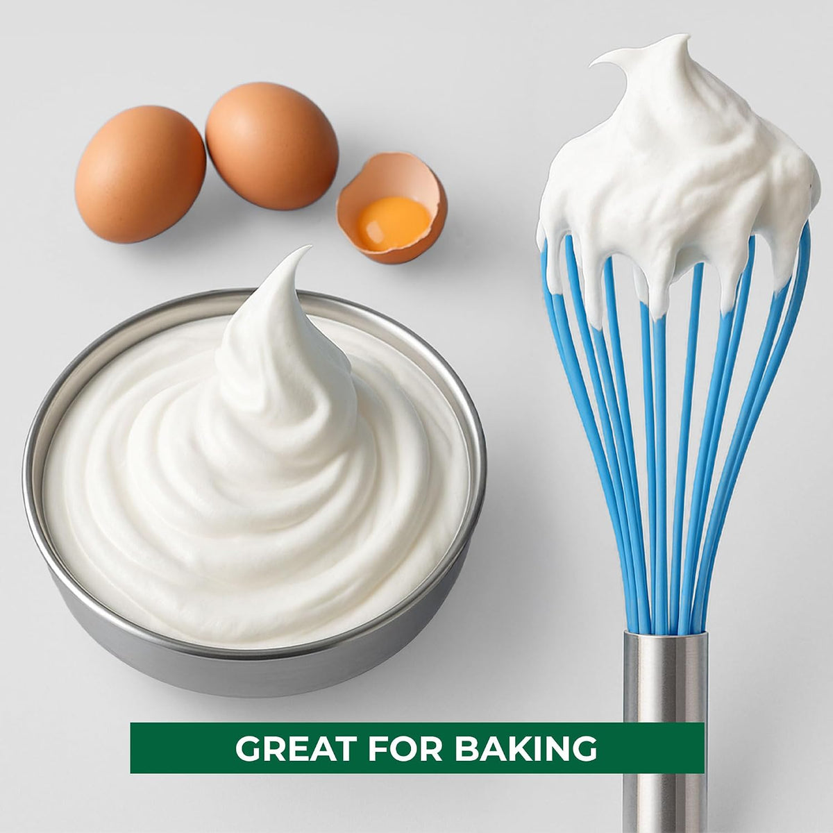 Freshware Silicone Whisk, Silicone Cooking Utensil Set, Silicone Whisks for Cooking, Non-Scratch Hand Whisks for Kitchen Essentials, Set of 3