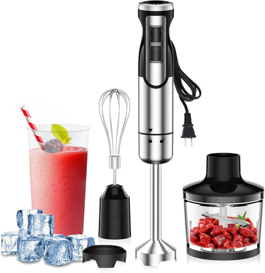 Colarlemo 1800W Immersion Blender Handheld 4-in-1 Hand Blender, Silver