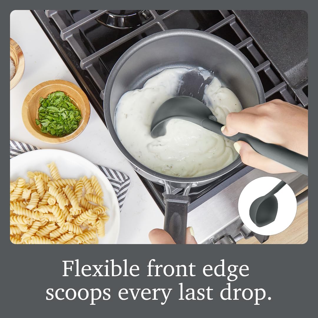 Tovolo Flex Core Silicone Ladle BPA Free Charcoal Gray Deep Silicone Soup Ladle, Heat Resistant All Silicone Ladle Construction, Large Dishwasher Sage Soup Ladle Kitchen Utensil for Cooking