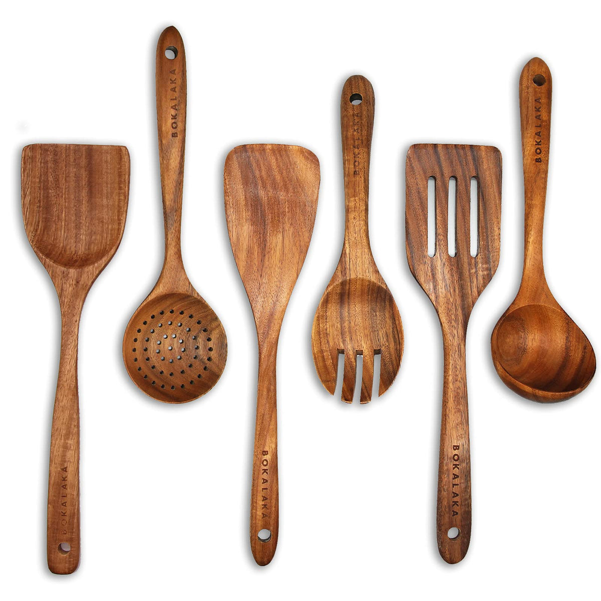 Wooden Spoons for Cooking,10 Pcs Natural Teak Wooden Kitchen Utensils Set Wooden Utensils for Cooking Wooden Cooking Utensils Wooden Spatulas for Cooking (10)