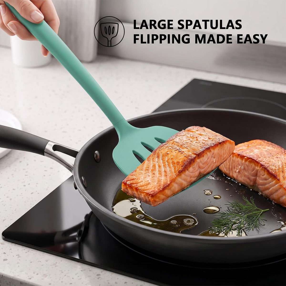 Coukre 3 Pack Silicone Spatula Set, Heat Resistant to 500°F, BPA-Free