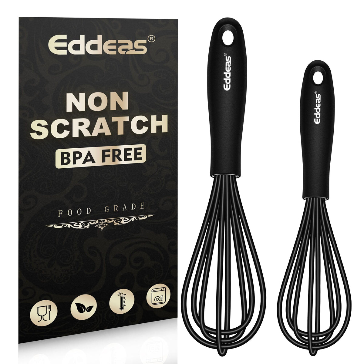 Eddeas 17in/43cm Extra Large Whisk,5Ib Heavy Duty Whisk, 2.4mm Wire Whisk Suitable for Mixing Thick batter and Large batch soup.Not suitable for individual small batch production(Silver)