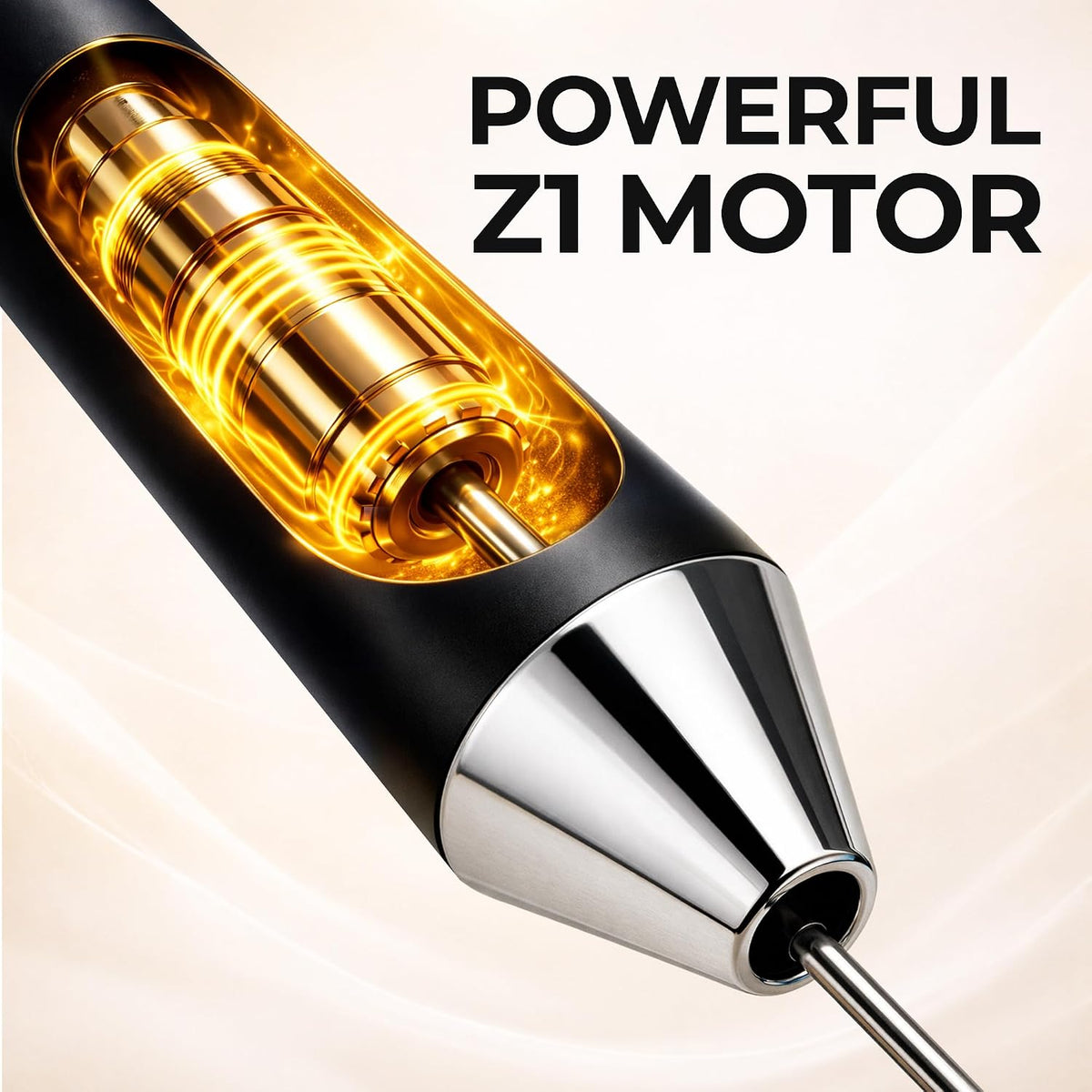 Zulay Kitchen Rechargeable Milk Frother Handheld - Frother Wand, Drink Mixer, Electric Whisk Frother, for Cappuccinos, Matcha & Protein Powder - Ultra Metal 4 Whisk, 1800mAh Black
