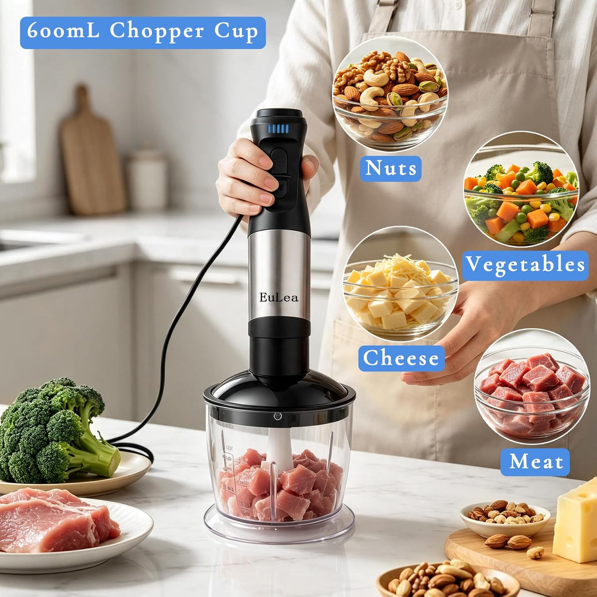 8-in-1 Immersion Blender 1200W 5-Speed Kit