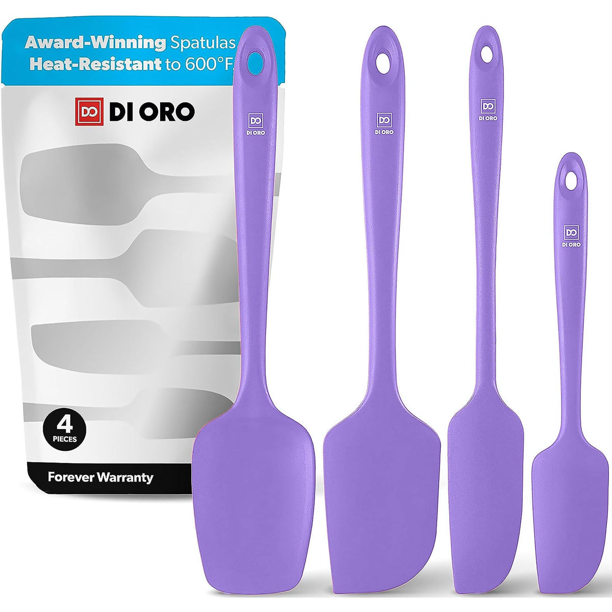DI ORO Silicone Spatula Set - 600F Heat Resistant, 4-Pc Black