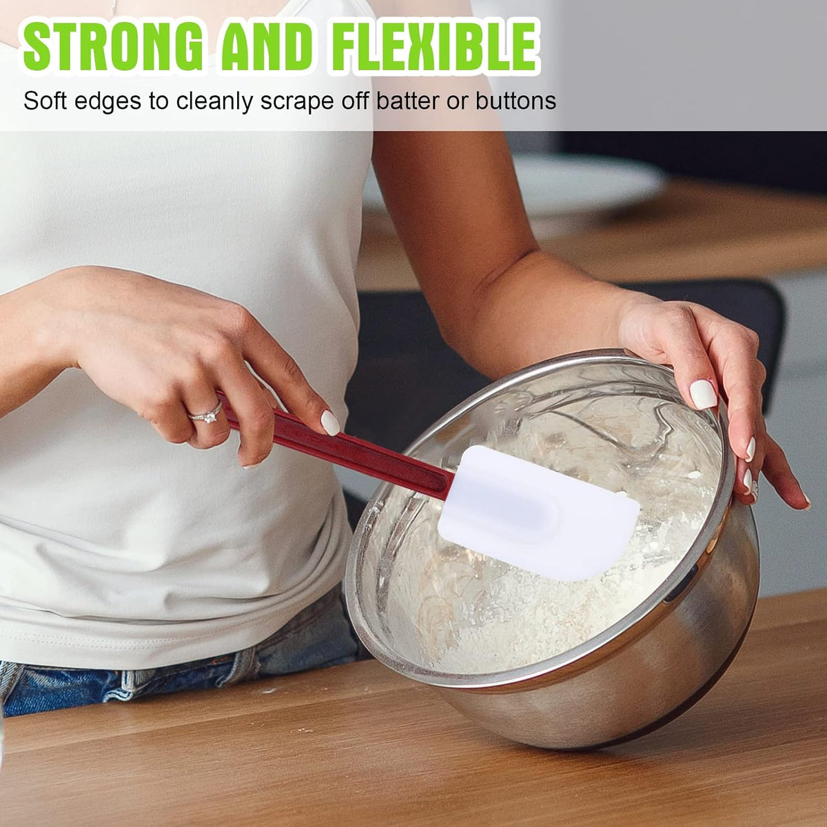 Meekoo 5 Pcs 10 Inch Rubber Spatula High Heat Resistant Silicone Spatula
