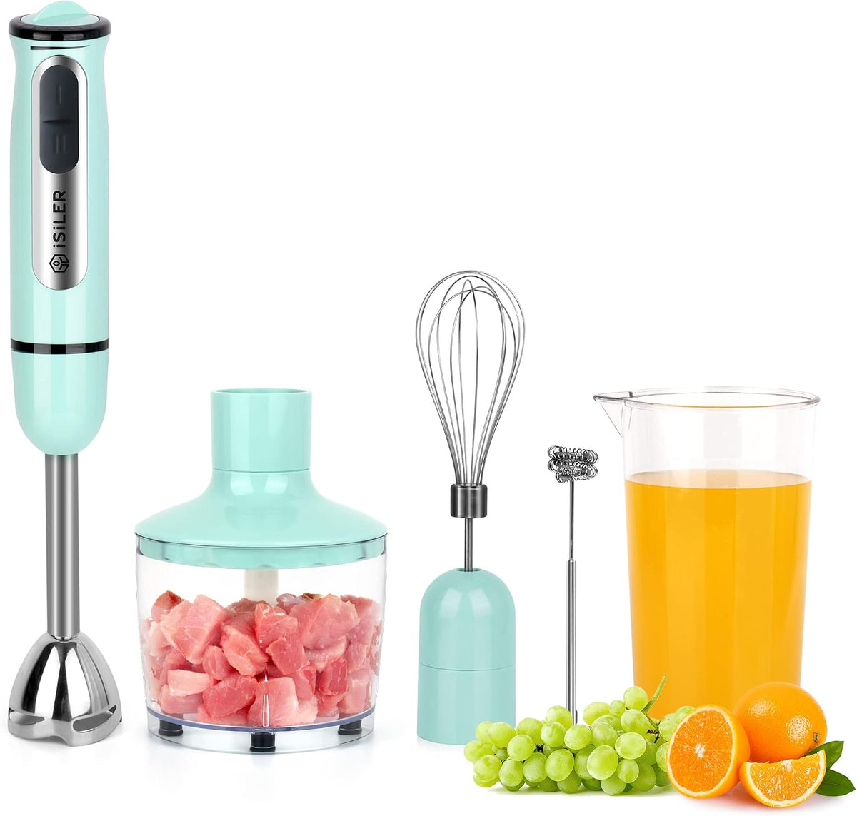 5-in-1 Hand Blender, 500W, 8 Speeds, Includes Chopper Frother Whisk