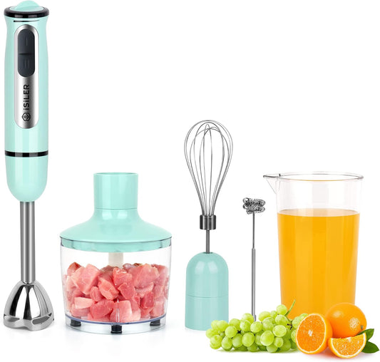 5-in-1 Hand Blender, 500W, 8 Speeds, Includes Chopper Frother Whisk
