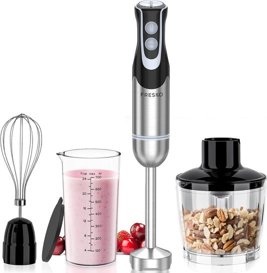 Immersion Blender Handheld, 4-In-1 Hand Blender with 12-Speeds & Turbo Mode