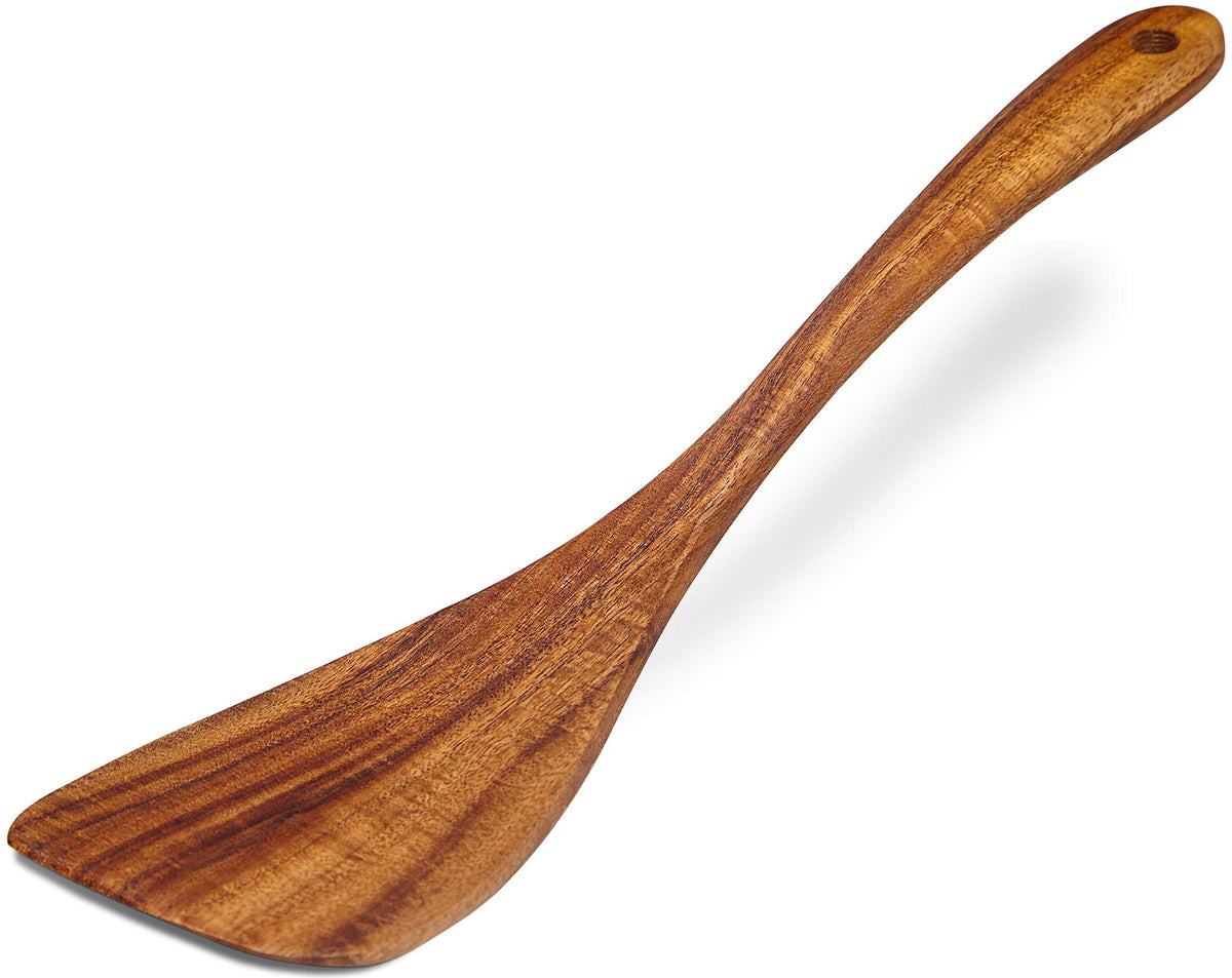 Jilla-hla Wooden Spatula Nonstick Turner Acacia Wood, Long Handle Flat Frying Spatulas Handmade for Kitchen Gifts, Ideal Cookware Utensils for Cooking Eggs, Fish, Pancakes