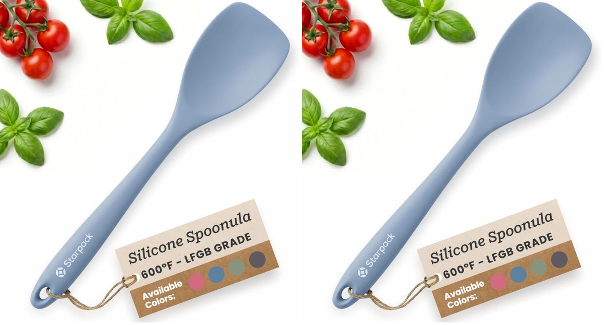 StarPack Silicone Spoonula The All-Rounder 11 Inch - LFGB Spoon Spatula, 600°F Heat Resistant, BPA-Free - One-Piece Seamless, Dishwasher Safe - for Nonstick Cookware, Sage Green