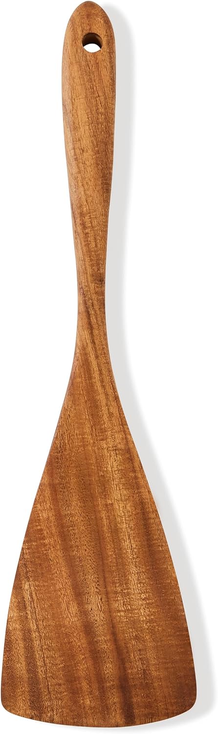Jilla-hla Wooden Spatula Nonstick Turner Acacia Wood, Long Handle Flat Frying Spatulas Handmade for Kitchen Gifts, Ideal Cookware Utensils for Cooking Eggs, Fish, Pancakes