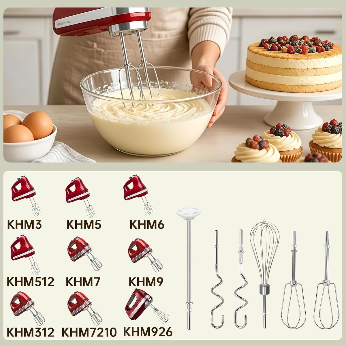 Hand Mixer Beater Attachments for KitchenAid Set of 6